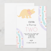 Daisy Floral Dinosaur Kaart (Voorkant / Achterkant)