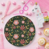  Daisy Floral Donkergroen Papieren Bordje (Feest)