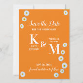 Daisy Floral Eenvoudig Sinaasappel Wit Save The Date (Voorkant)
