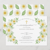Daisy Floral First Community Invitation Kaart (Voorkant / Achterkant)