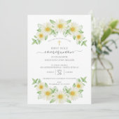 Daisy Floral First Community Invitation Kaart (Staand voorkant)
