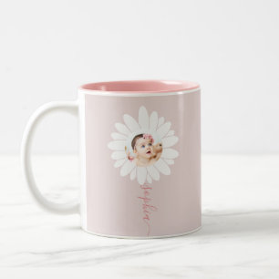 Daisy Floral Foto Roze Tweekleurige Koffiemok