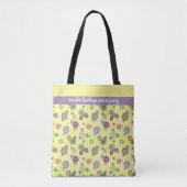  Daisy Floral, gepersonaliseerd geel patroon Tote Bag (Voorkant)