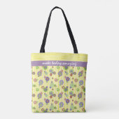  Daisy Floral, gepersonaliseerd geel patroon Tote Bag (Achterkant)