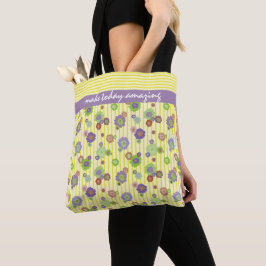  Daisy Floral, gepersonaliseerd geel patroon Tote Bag