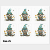 Daisy Floral Gnome Vierkante Sticker (Vel)