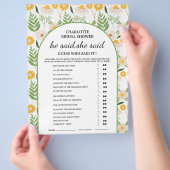 Daisy Floral Hij zei Zij zei Bruiloftsspel  Flyer (Hand)