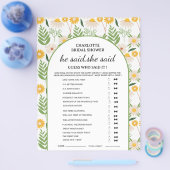 Daisy Floral Hij zei Zij zei Bruiloftsspel  Flyer (Enkel)