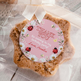 Daisy Floral Little Love Bug Birthday Party Ronde Sticker