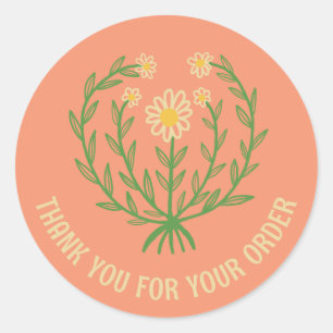 Daisy Floral Logo Chic Elegant Bestellen Bedankt Ronde Sticker