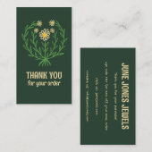 Daisy Floral Logo Chic Elegant Bestellen Bedankt Visitekaartje (Voorkant / Achterkant)