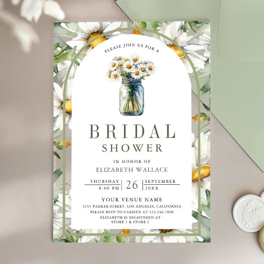 Daisy Floral Mason Jar Bridal Shower Acryl Uitnodigingen