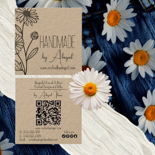 Daisy Floral Minimalist Handgemaakt Handgemaakt Vierkante Visitekaartje