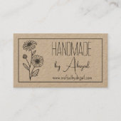 Daisy Floral Minimalist Handgemaakt Handgemaakt Visitekaartje (Voorkant)