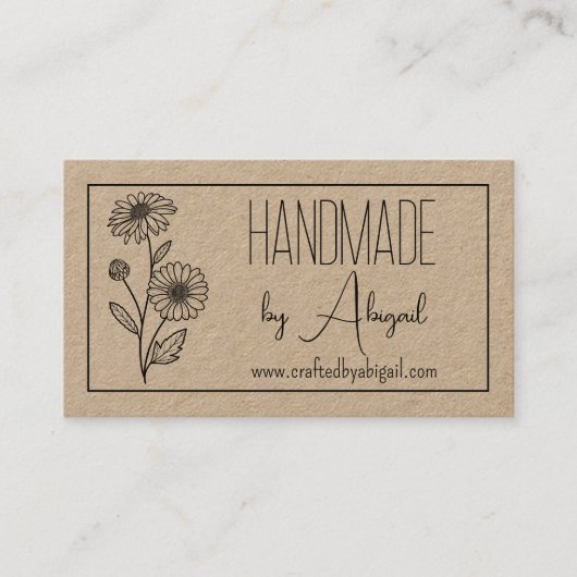 Daisy Floral Minimalist Handgemaakt Handgemaakt Visitekaartje (Voorkant)