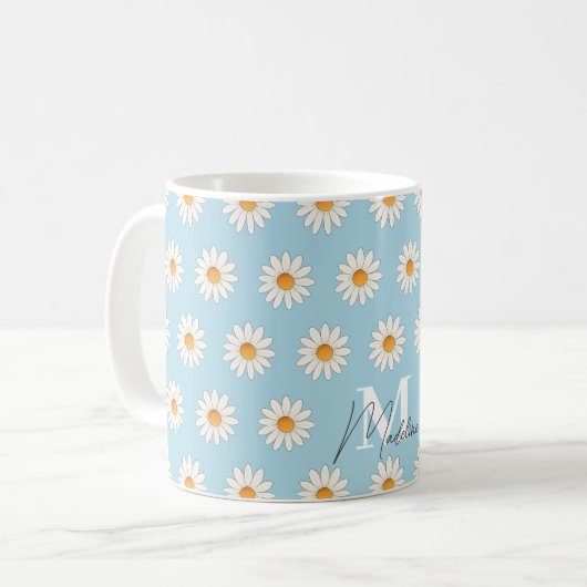 Daisy Floral Mok – Schattigee esthetische koffiebe (Voorkant links)