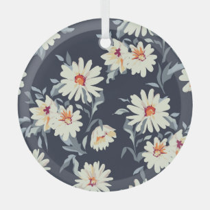 Daisy Floral: naadloze print Glas Ornament
