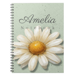 Daisy Floral Notebook Name | Sage Green Journal Notitieboek