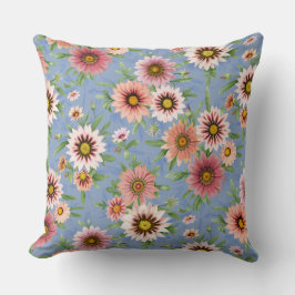 Daisy Floral op blauw Kussen