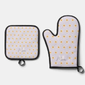 Daisy Floral Oven Mitt & Pot Houder Set (Voorkant)