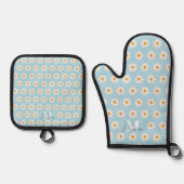 Daisy Floral Oven Mitt & Pot Houder Set (Voorkant)