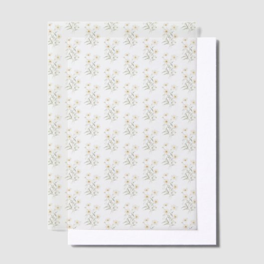 Daisy Floral Patroon Wedding Vellum Uitnodigingen (Offset)