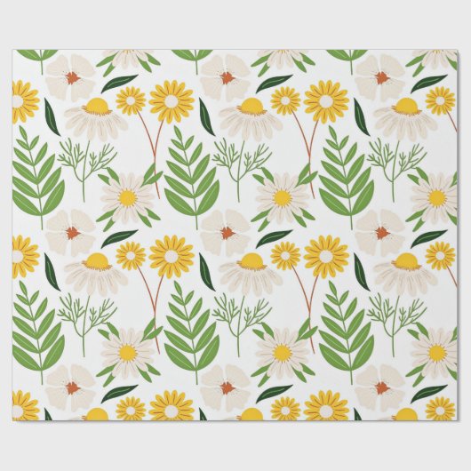 Daisy Floral Pattern Cadeaupapier (Vlak)