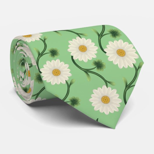 Daisy Floral Pattern Stropdas (Opgerold)