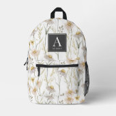 Daisy Floral Pattern Waterverf Monogram Bedrukte Rugzak (Voorkant)