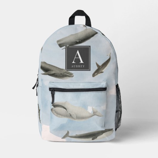 Daisy Floral Pattern Waterverf Monogram Bedrukte Rugzak (Voorkant)