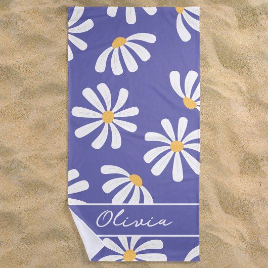 Daisy Floral Periwinkle Monogram Badhanddoek