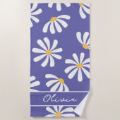 Daisy Floral Periwinkle Monogram Badhanddoek (Voorkant)
