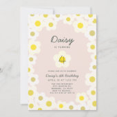 Daisy Floral Pink Birthday Uitnodiging (Voorkant)