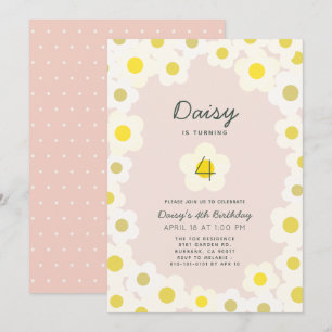 Daisy Floral Pink Birthday Uitnodiging
