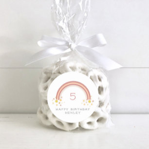 Daisy Floral Rainbow Girls Verjaardag Ronde Sticker