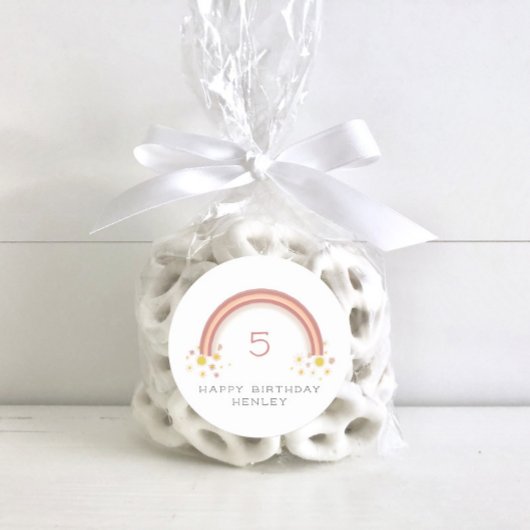 Daisy Floral Rainbow Girls Verjaardag Ronde Sticker