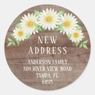Daisy Floral retour adreslabel Ronde Sticker