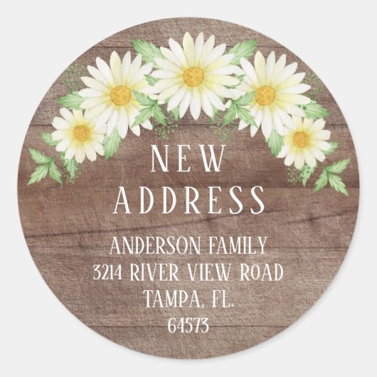 Daisy Floral retour adreslabel Ronde Sticker (Voorkant)