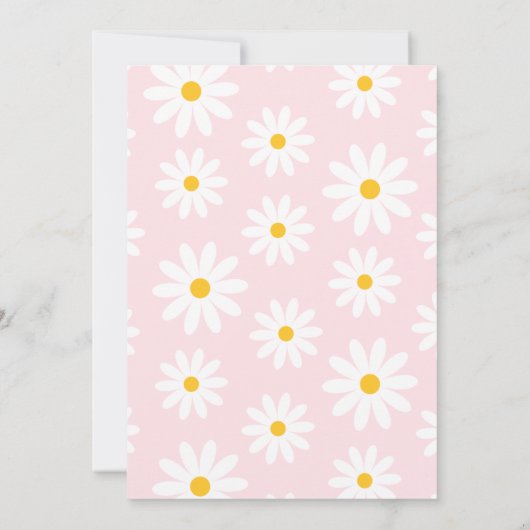 Daisy Floral Retro Roze Twee Verjaardagsfeestje Kaart (Achterkant)