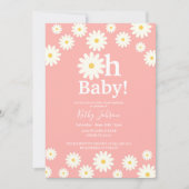 Daisy Floral Roze Boheems Baby shower Uitnodiging (Voorkant)