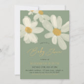Daisy Floral Sage Green Baby shower Kaart (Voorkant)