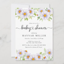 Daisy Floral | Schattigee babydouche uitnodigingen