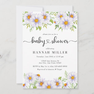 Daisy Floral   Schattigee babydouche uitnodigingen