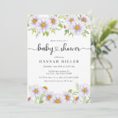 Daisy Floral | Schattigee babydouche uitnodigingen (Staand voorkant)