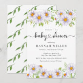 Daisy Floral | Schattigee babydouche uitnodigingen (Voorkant / Achterkant)