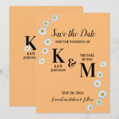 Daisy Floral Simple Save The Date (Voorkant / Achterkant)