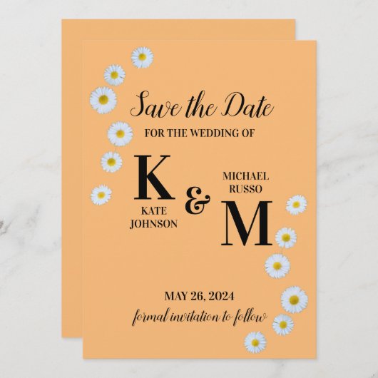 Daisy Floral Simple Save The Date (Voorkant / Achterkant)