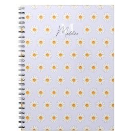 Daisy Floral Spiral Notitieboek – gepersonaliseerd