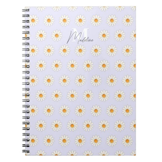 Daisy Floral Spiral Notitieboek – gepersonaliseerd (Voorkant)