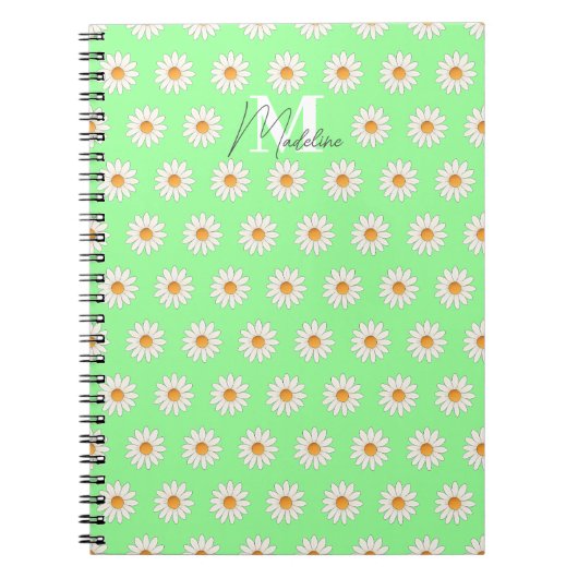 Daisy Floral Spiral Notitieboek – gepersonaliseerd (Voorkant)